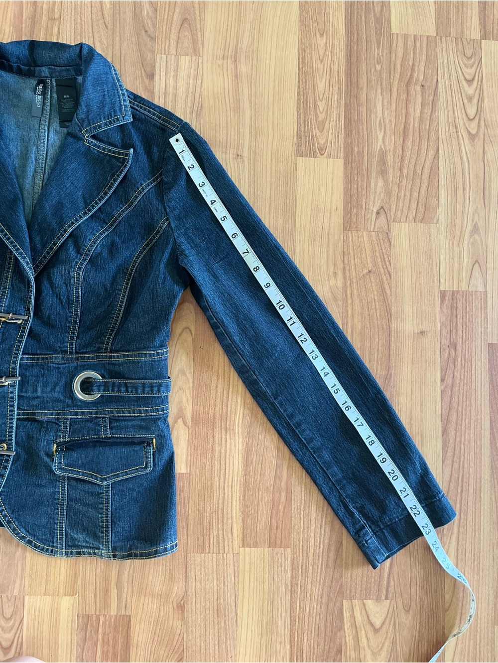 Bisou Bisou Women's Dark Blue Denim jacket with Metal Accents - Picture 3 of 7
